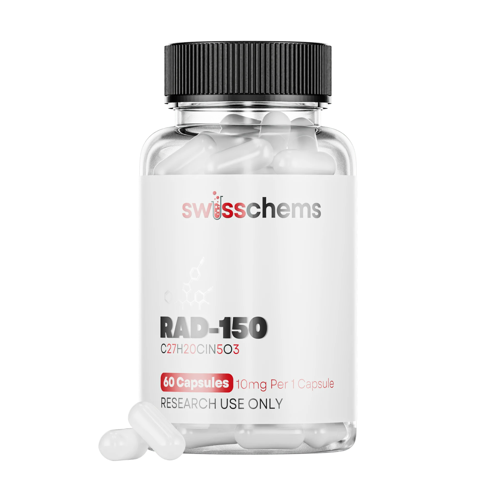 SwissChems RAD-150 TLB-150 SARM Supplement 10mg 60 Capsules
