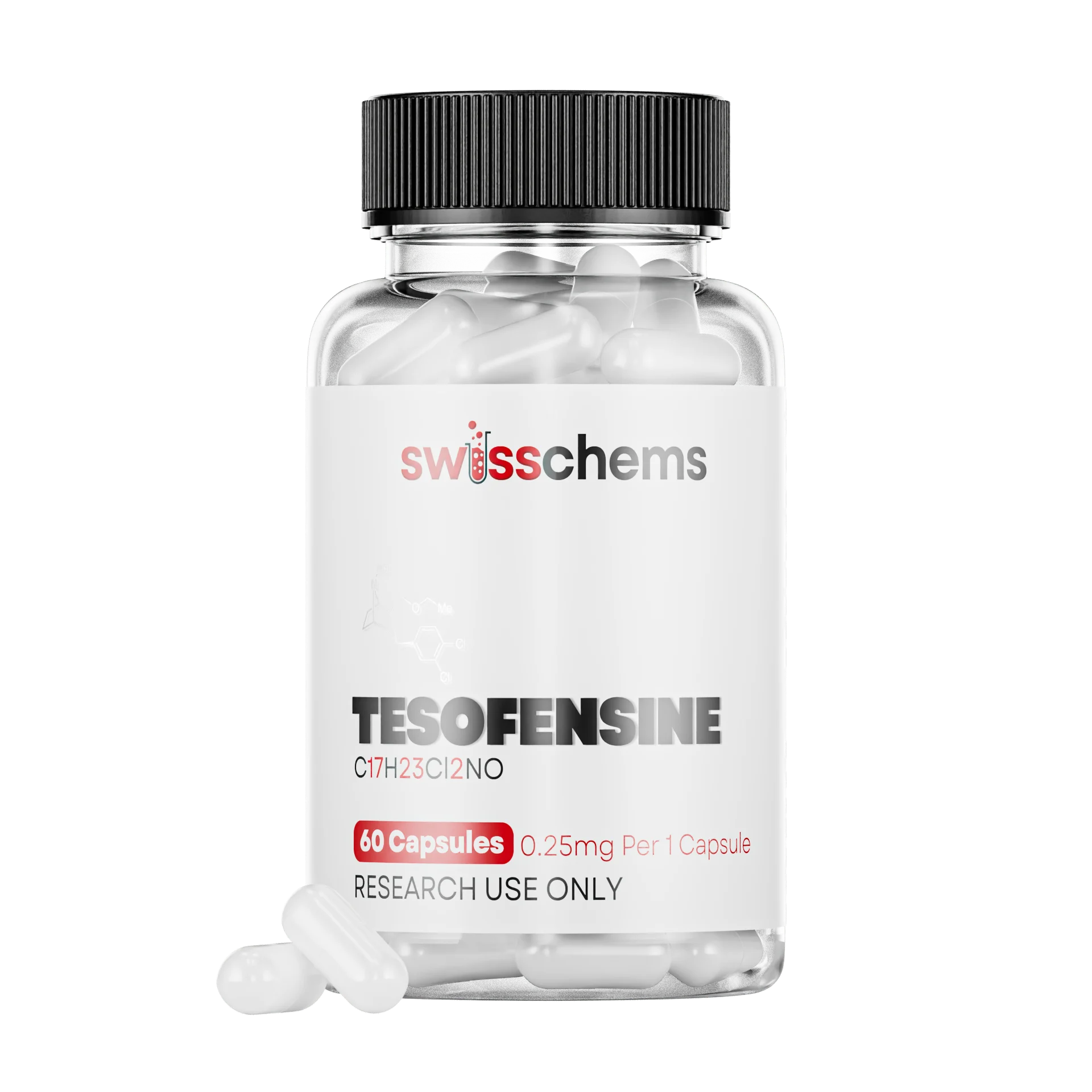 SwissChems Tesofensine 0.25mg Triple Monoamine Reuptake Inhibitor 60 Capsules