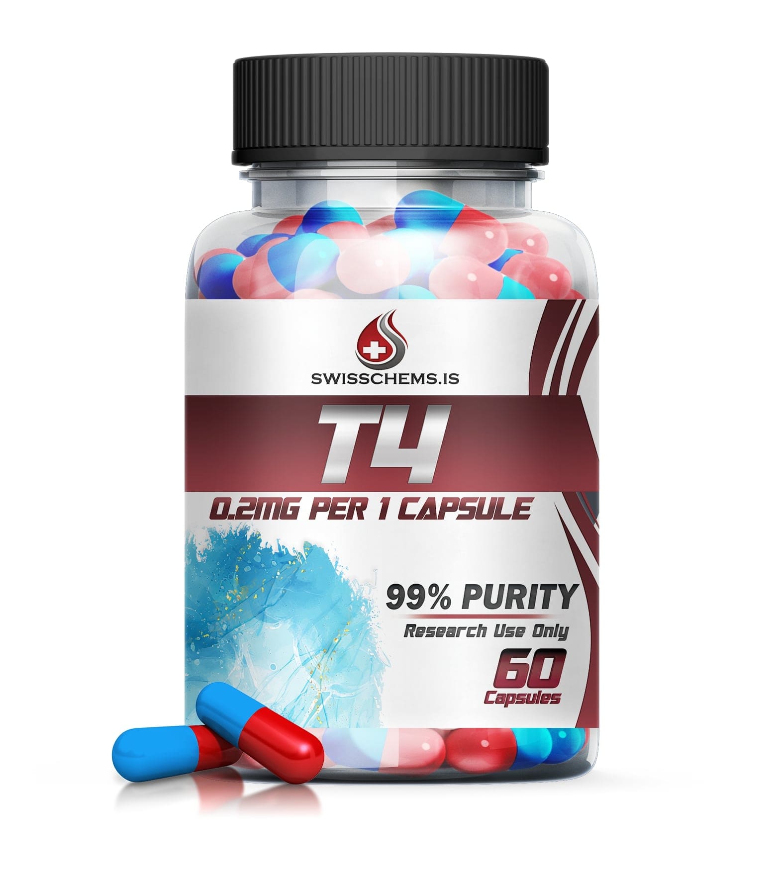 SwissChems Levothyroxine T4 Capsules 0.2mg 60 Count Bottle - Image 3